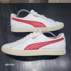Puma Clyde Men's Size 10.5 Core Leather Foil 'White Cherry' 364669 03 Sneakers